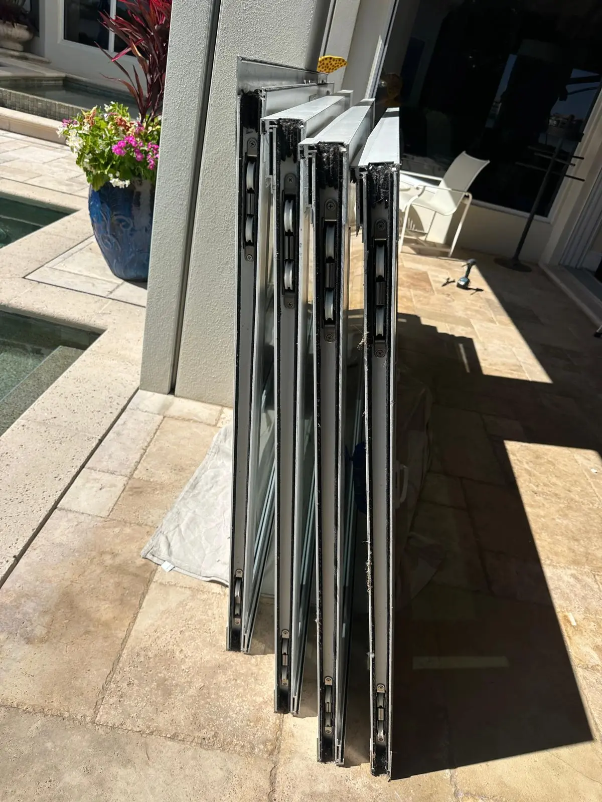 New pocket door track and rollers installed by Pocket Door Services technician